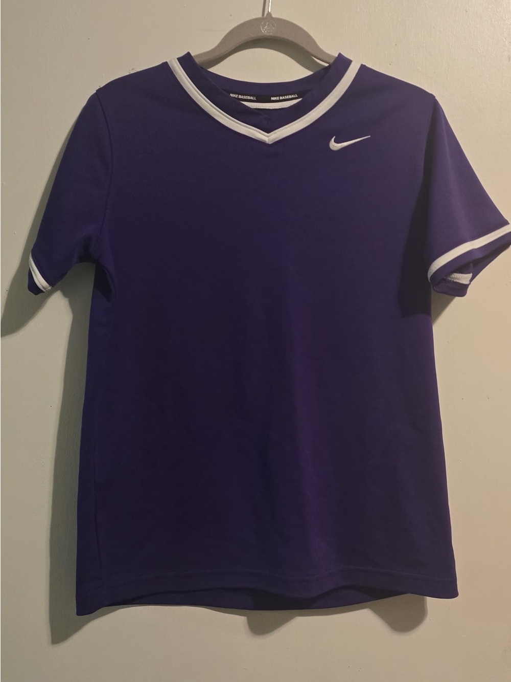 Nike Purple V-Neck Tee with White Trim